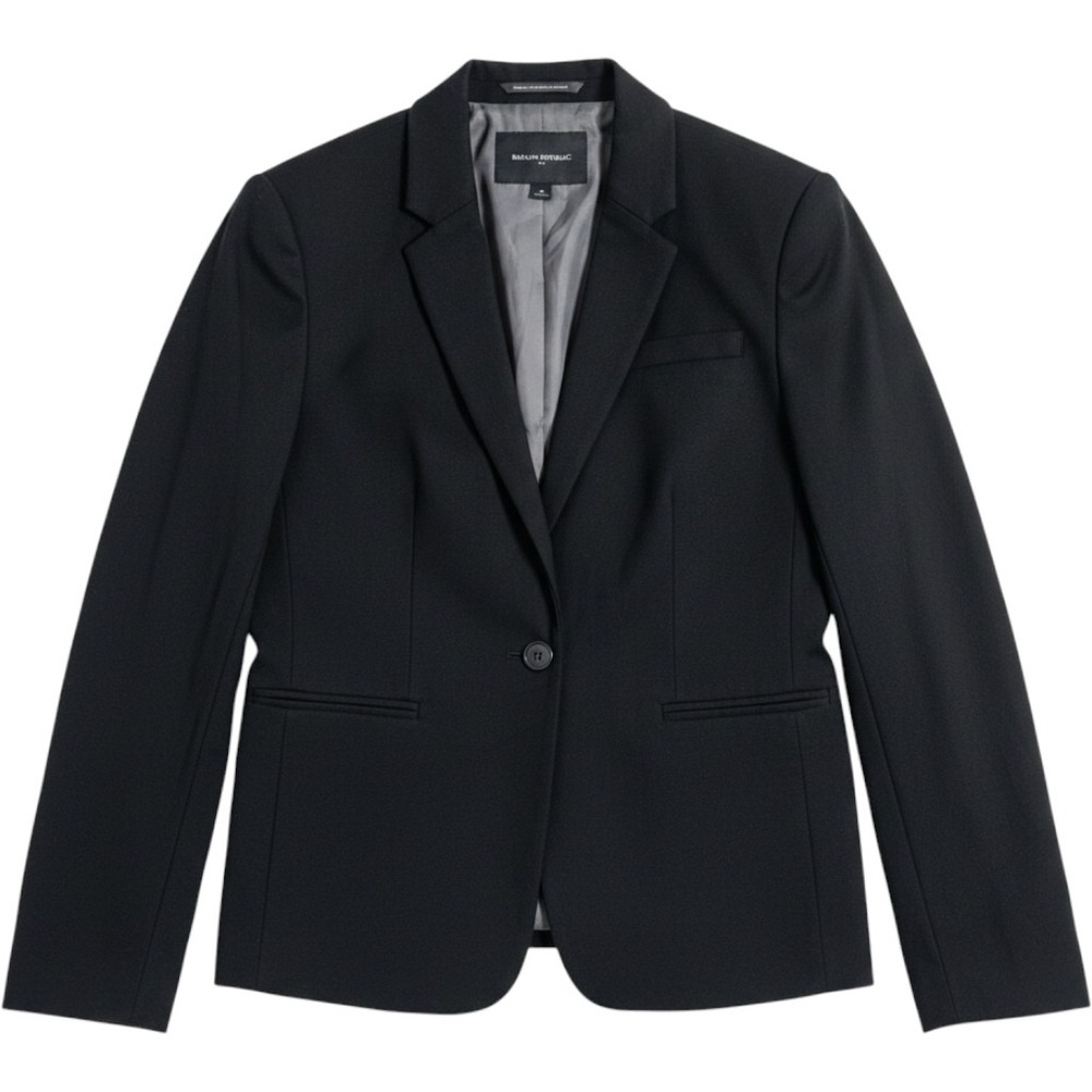 Banana Republic Classic Suit Blazer Black‎ One Button Tailored Jacket Size 6